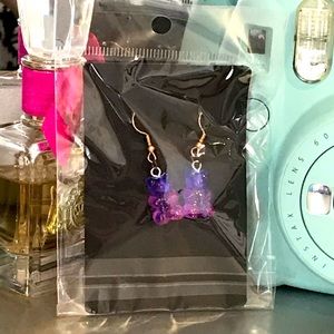 Blue and purple gummy bear earrings